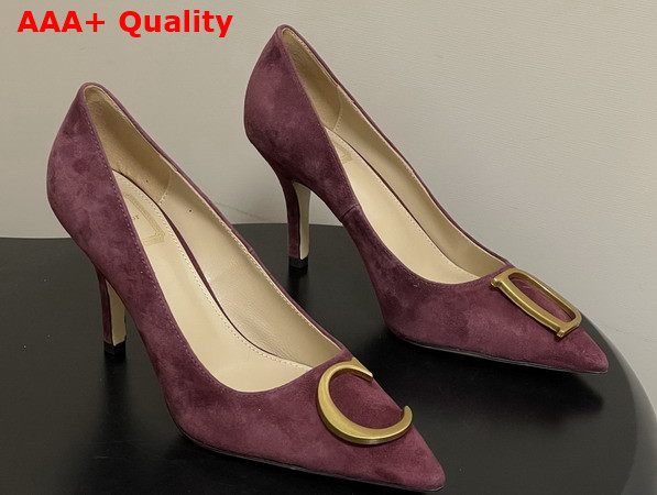Dior Initials Pump in Burgundy Suede Goatskin Replica