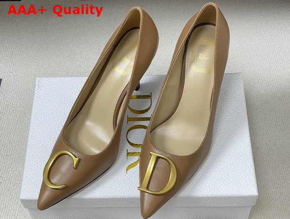 Dior Initials Pump in Tan Calfskin Replica