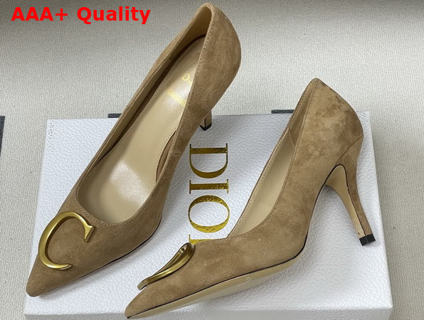 Dior Initials Pump in Tan Suede Goatskin Replica