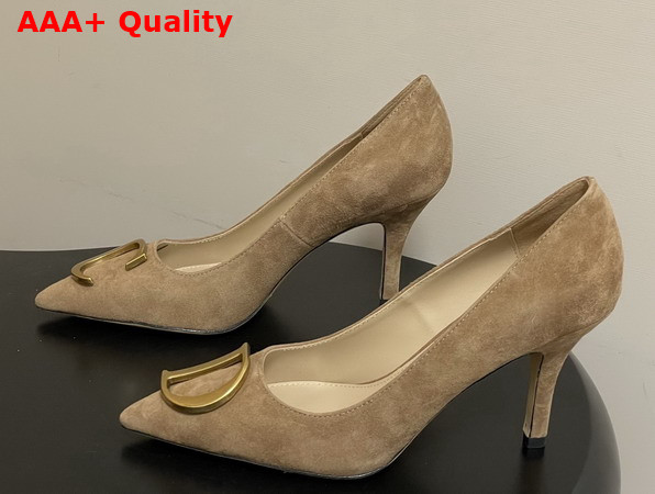 Dior Initials Pump in Tan Suede Goatskin Replica