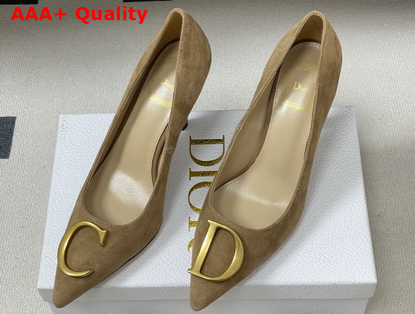 Dior Initials Pump in Tan Suede Goatskin Replica