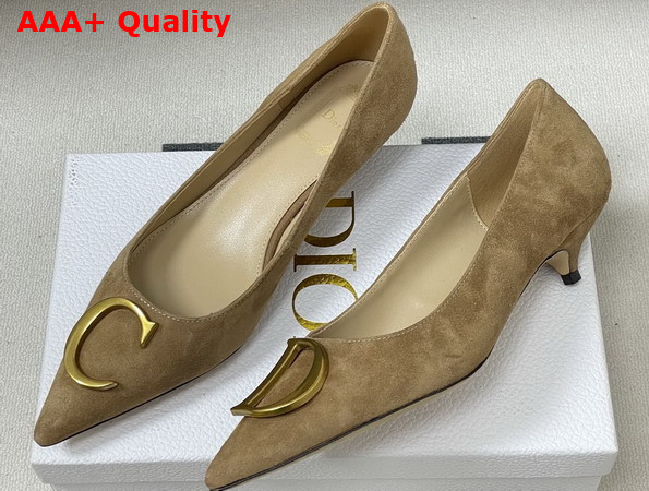 Dior Initials Pump in Tan Suede Goatskin Replica