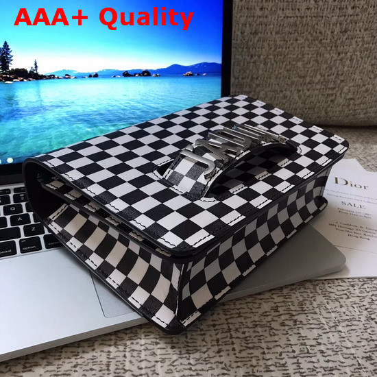 Dior J Adior Flap Bag in Black and White Printed Calfskin Replica
