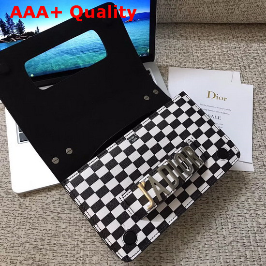 Dior J Adior Flap Bag in Black and White Printed Calfskin Replica