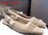 Dior J Adior Slingback Ballerina Flat Cream Mesh Embroidery Replica