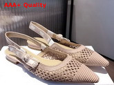 Dior J Adior Slingback Ballerina Flat Nude Mesh Embroidery Replica