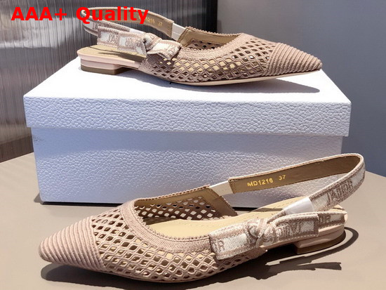 Dior J Adior Slingback Ballerina Flat Nude Mesh Embroidery Replica