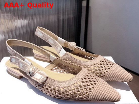 Dior J Adior Slingback Ballerina Flat Nude Mesh Embroidery Replica