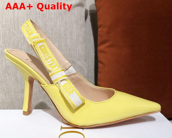 Dior J Adior Slingback Ballerina Flat Yellow Patent Calfskin Replica