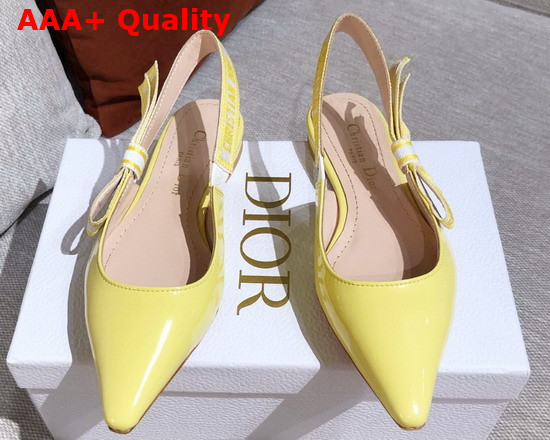 Dior J Adior Slingback Ballerina Flat Yellow Patent Calfskin Replica