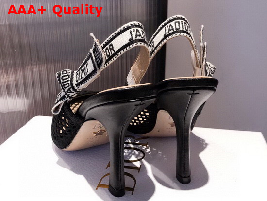 Dior J Adior Slingback Pump Black Mesh Embroidery Replica