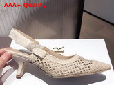 Dior J Adior Slingback Pump Cream Mesh Embroidery Replica