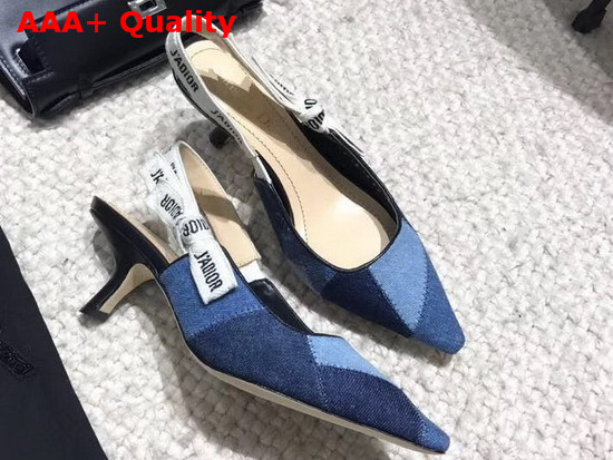 Dior J Adior Slingback in Patchwork Denim Replica