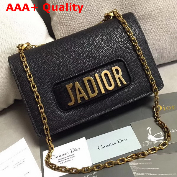 Dior J adior Flap Bag in Black Grained Calfskin Replica