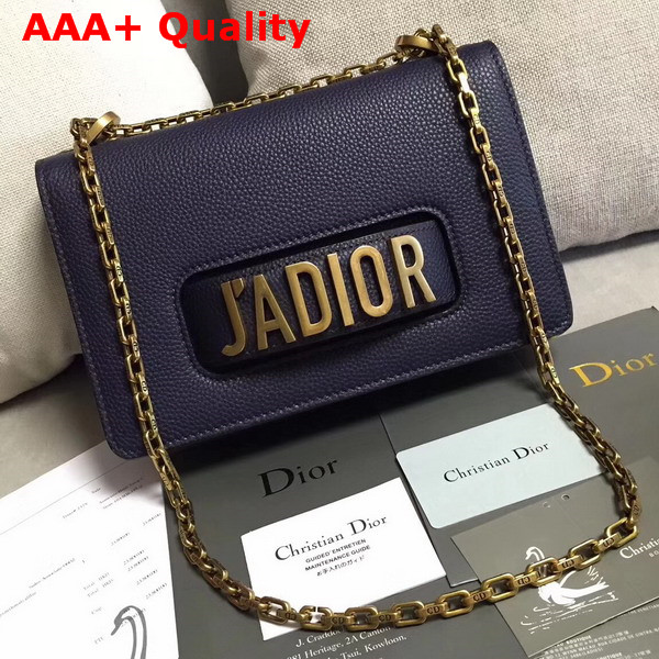 Dior J adior Flap Bag in Navy Blue Grained Calfskin Replica
