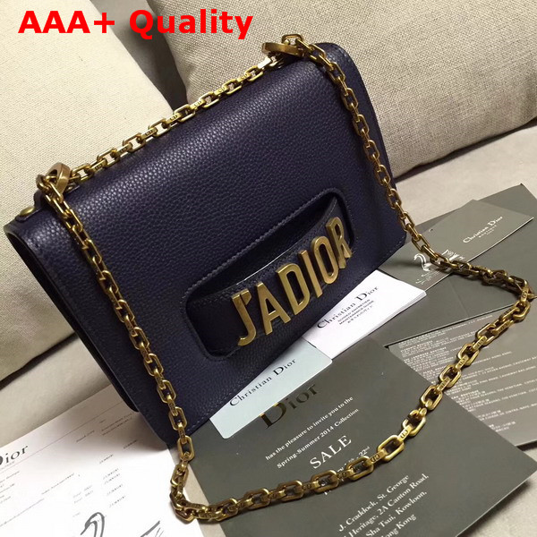 Dior J adior Flap Bag in Navy Blue Grained Calfskin Replica
