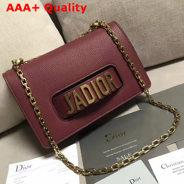 Dior J adior Flap Bag in Oxblood Grained Calfskin Replica