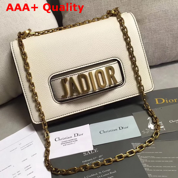 Dior J adior Flap Bag in White Grained Calfskin Replica
