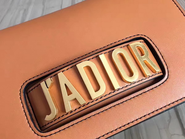 Dior J adior Flap Bag with Chain in Brown Calfskin For Sale
