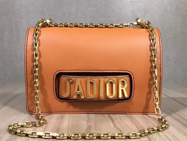Dior J adior Flap Bag with Chain in Brown Calfskin For Sale