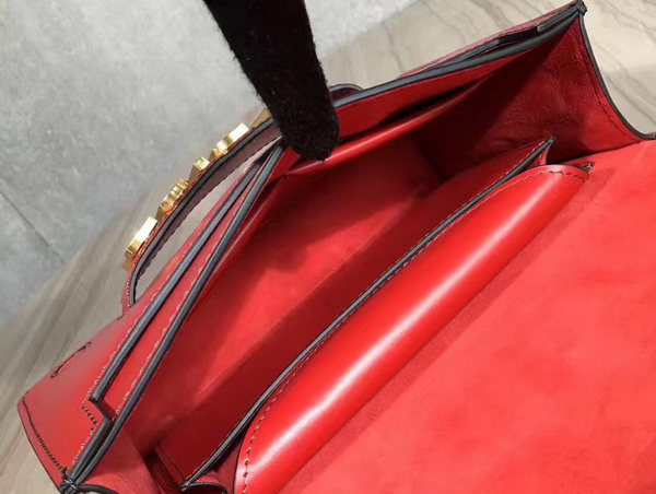 Dior J adior Flap Bag with Chain in Red Calfskin For Sale
