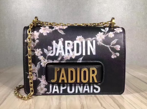 Dior J adior Flap Bag with Painting in Black Calfskin For Sale