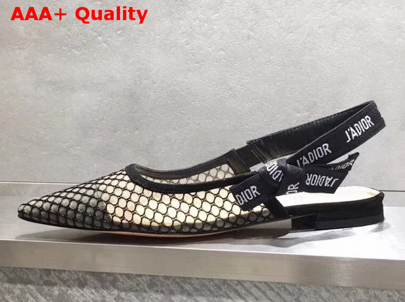 Dior J adior Flat Shoe in Black Mesh Replica