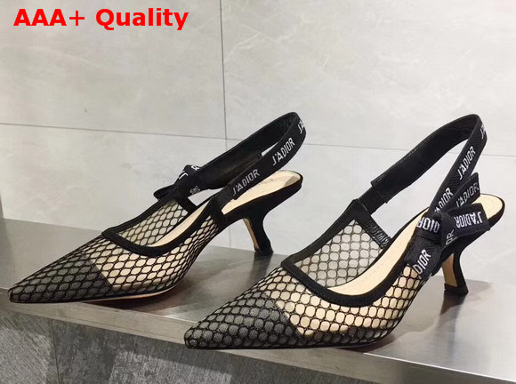 Dior J adior High Heeled Shoe in Black Mesh 65mm Comma Heel Replica
