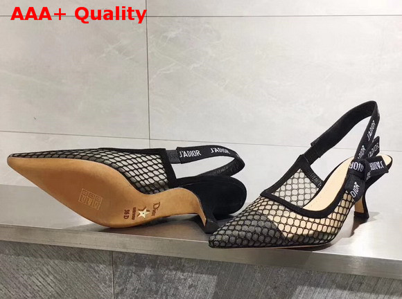 Dior J adior High Heeled Shoe in Black Mesh 65mm Comma Heel Replica