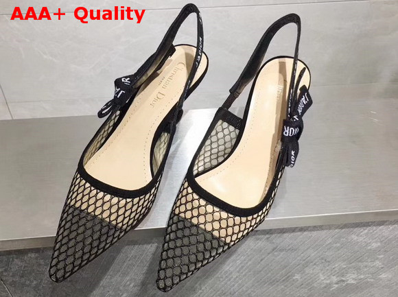 Dior J adior High Heeled Shoe in Black Mesh 65mm Comma Heel Replica