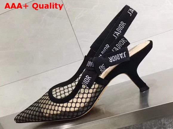 Dior J adior High Heeled Shoe in Black Mesh 65mm Comma Heel Replica