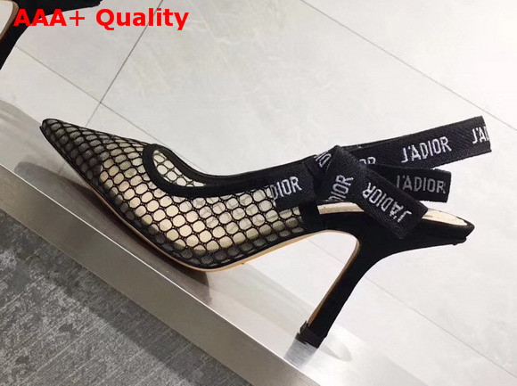 Dior J adior High Heeled Shoe in Black Mesh 95mm Heel Replica