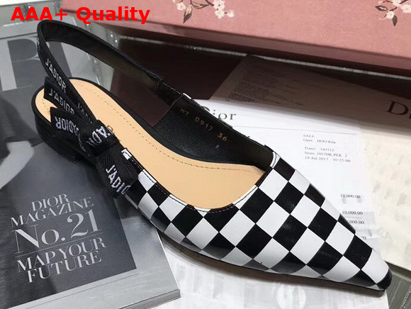 Dior J adior High Heeled Shoe in Black and White Printed Calfskin Leather Replica