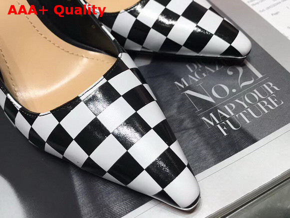 Dior J adior High Heeled Shoe in Black and White Printed Calfskin Leather Replica