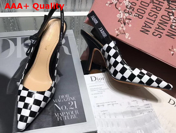 Dior J adior High Heeled Shoe in Black and White Printed Calfskin Leather Replica