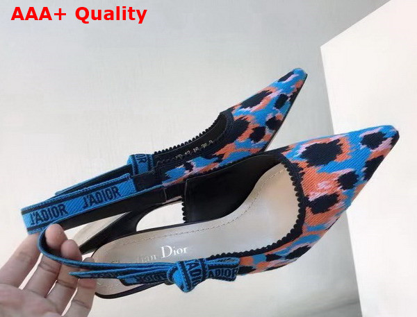 Dior J adior Slingback Pump Blue Multicolor Mizza Cotton Embroidery Replica