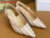 Dior J adior Slingback Pump Rose Des Vents Cotton Embroidery with Micro Houndstooth Motif Replica