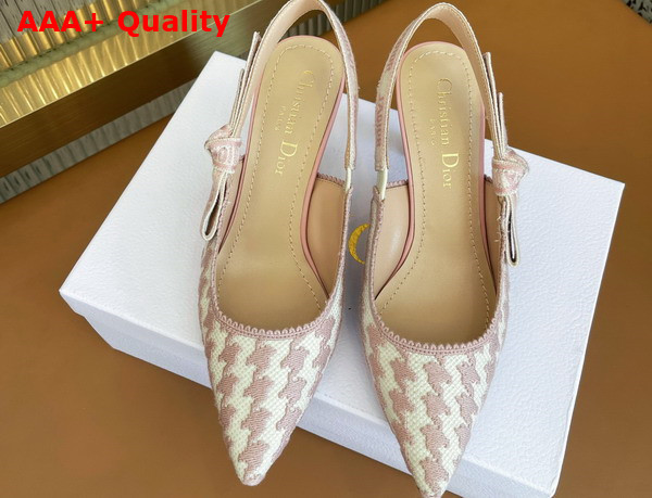 Dior J adior Slingback Pump Rose Des Vents Cotton Embroidery with Micro Houndstooth Motif Replica