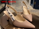 Dior Jadior 6.5cm Slingback Pump in Nude Technical Canvas with Embroidered Jadior Ribbon Replica