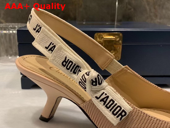 Dior Jadior 6.5cm Slingback Pump in Nude Technical Canvas with Embroidered Jadior Ribbon Replica