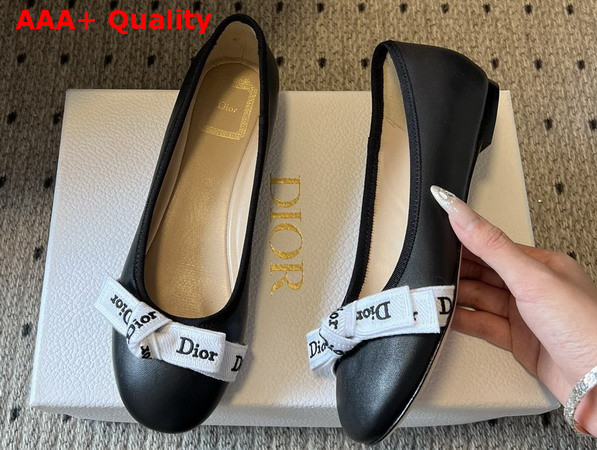 Dior Jadior Ballet Flat in Black Lambskin Replica