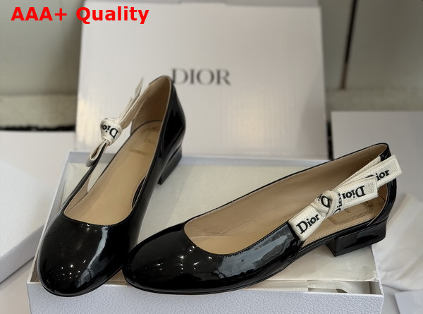 Dior Jadior Ballet Flat in Black Patent Calfskin Replica