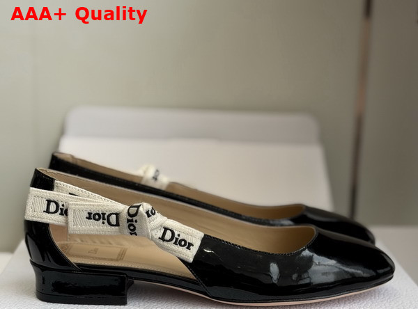 Dior Jadior Ballet Flat in Black Patent Calfskin Replica