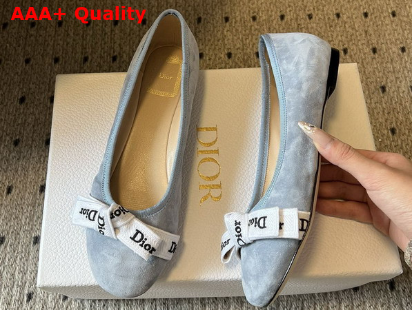 Dior Jadior Ballet Flat in Sky Blue Suede Goatskin Replica