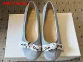 Dior Jadior Ballet Flat in Sky Blue Suede Goatskin Replica