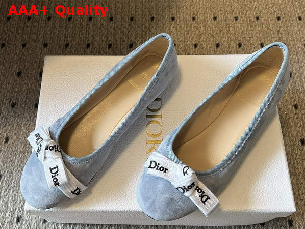 Dior Jadior Ballet Flat in Sky Blue Suede Goatskin Replica