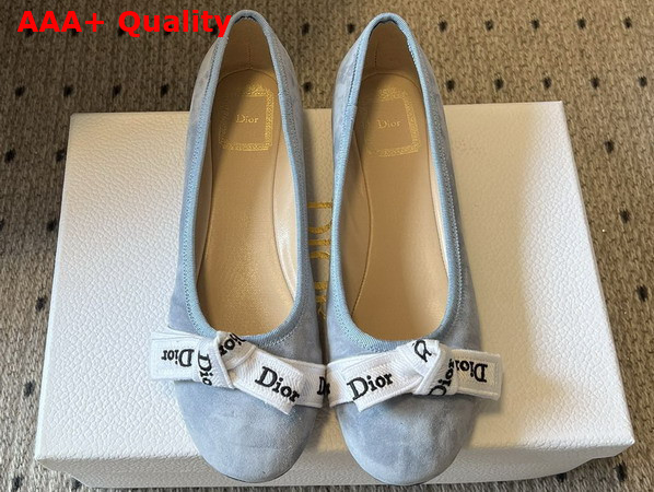 Dior Jadior Ballet Flat in Sky Blue Suede Goatskin Replica