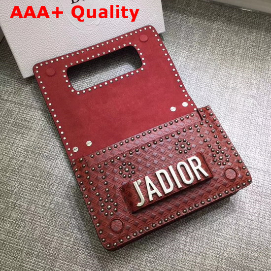 Dior Jadior Flap Bag in Red Studded Calfskin Replica