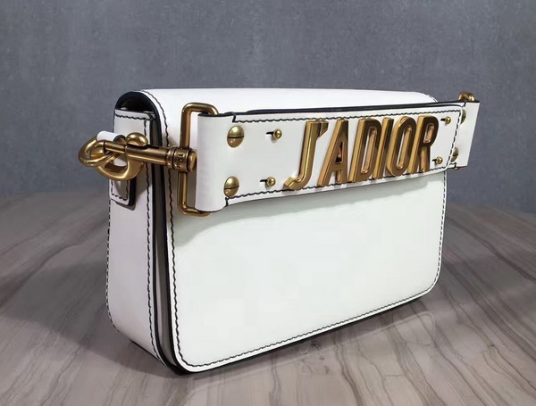 Dior Jadior Flap Bag with Shoulder Strap White Calfskin For Sale