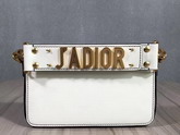Dior Jadior Flap Bag with Shoulder Strap White Calfskin For Sale